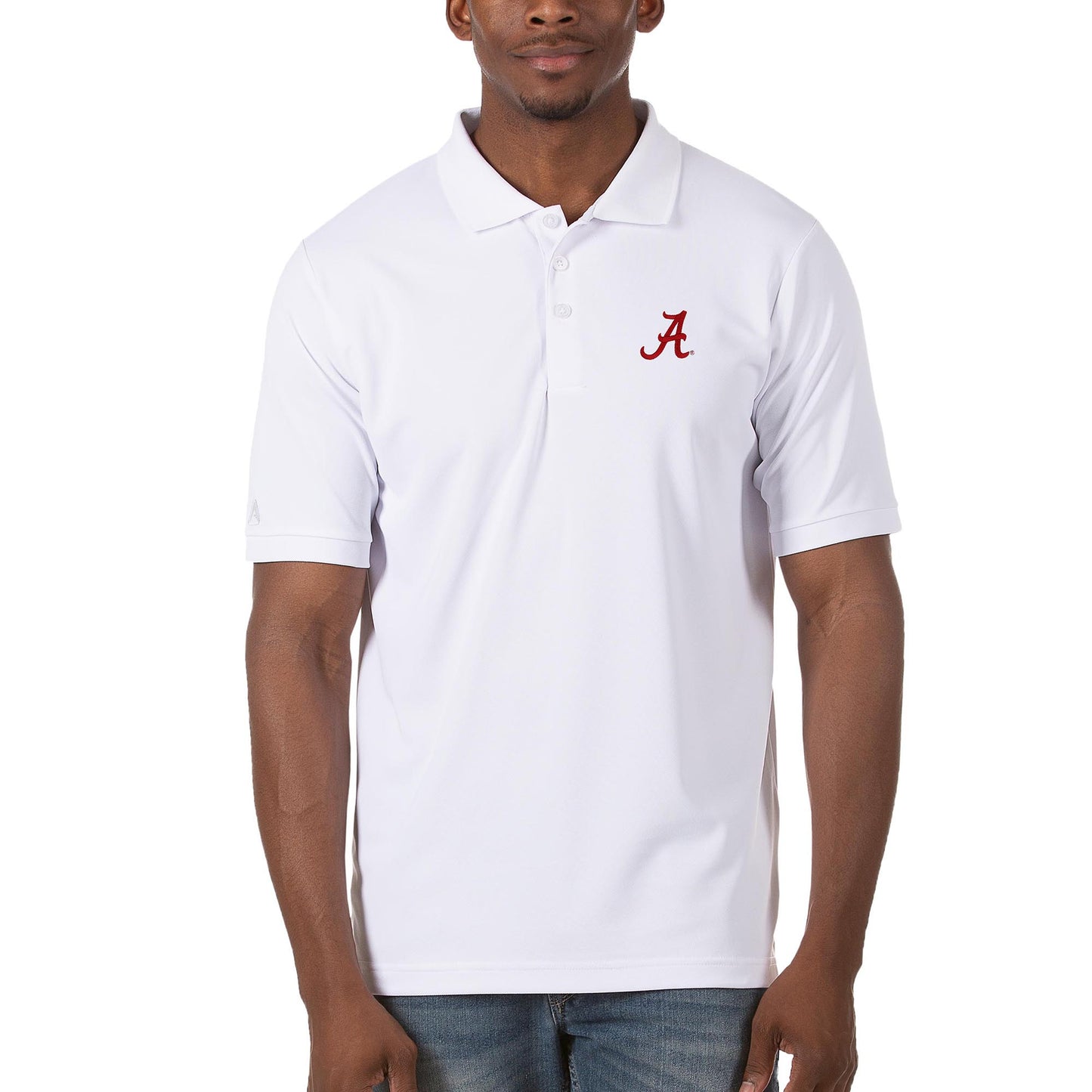 Men's Antigua White Alabama Crimson Tide Legacy Pique Polo