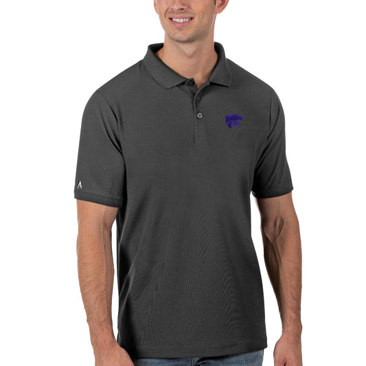 Men's Antigua Anthracite Kansas State Wildcats Legacy Pique Polo