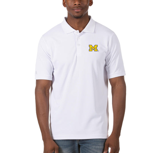 Men's Antigua White Michigan Wolverines Legacy Pique Polo