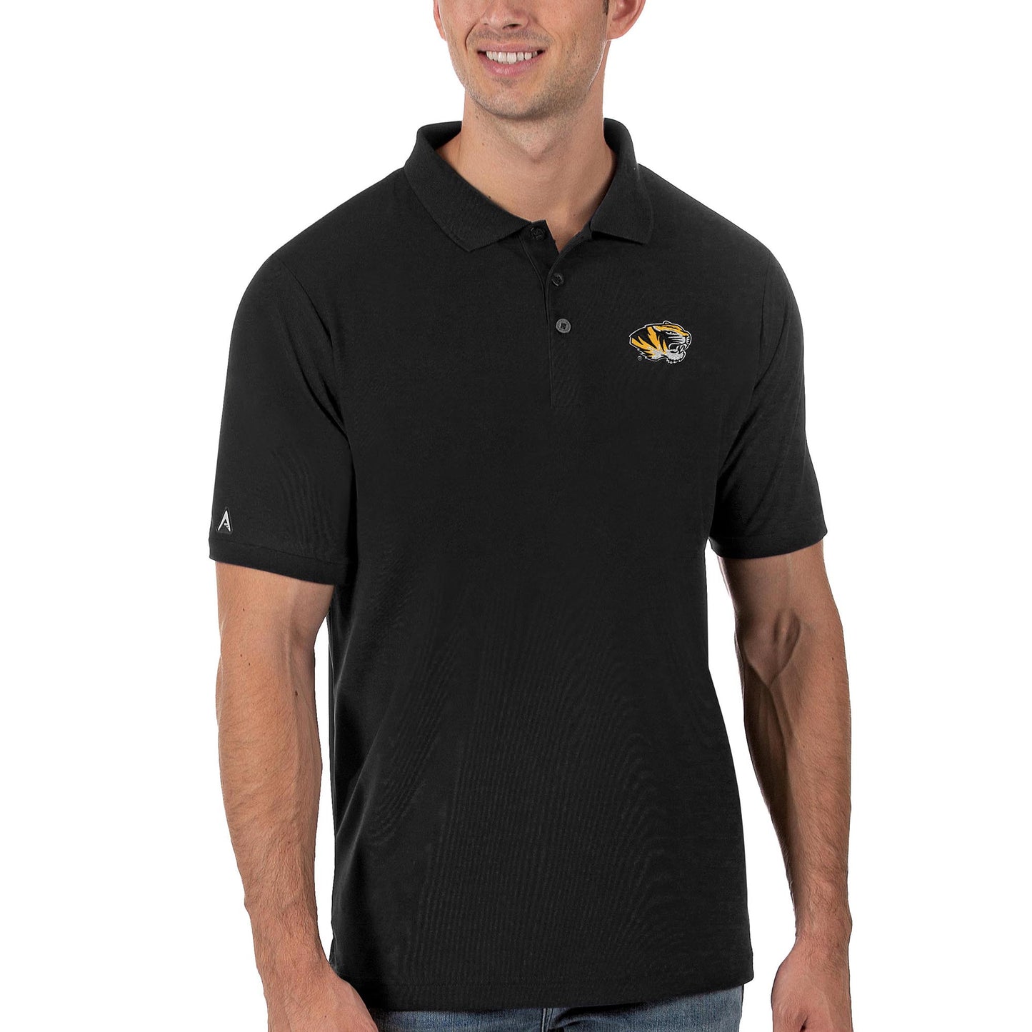 Men's Antigua Black Missouri Tigers Legacy Pique Polo