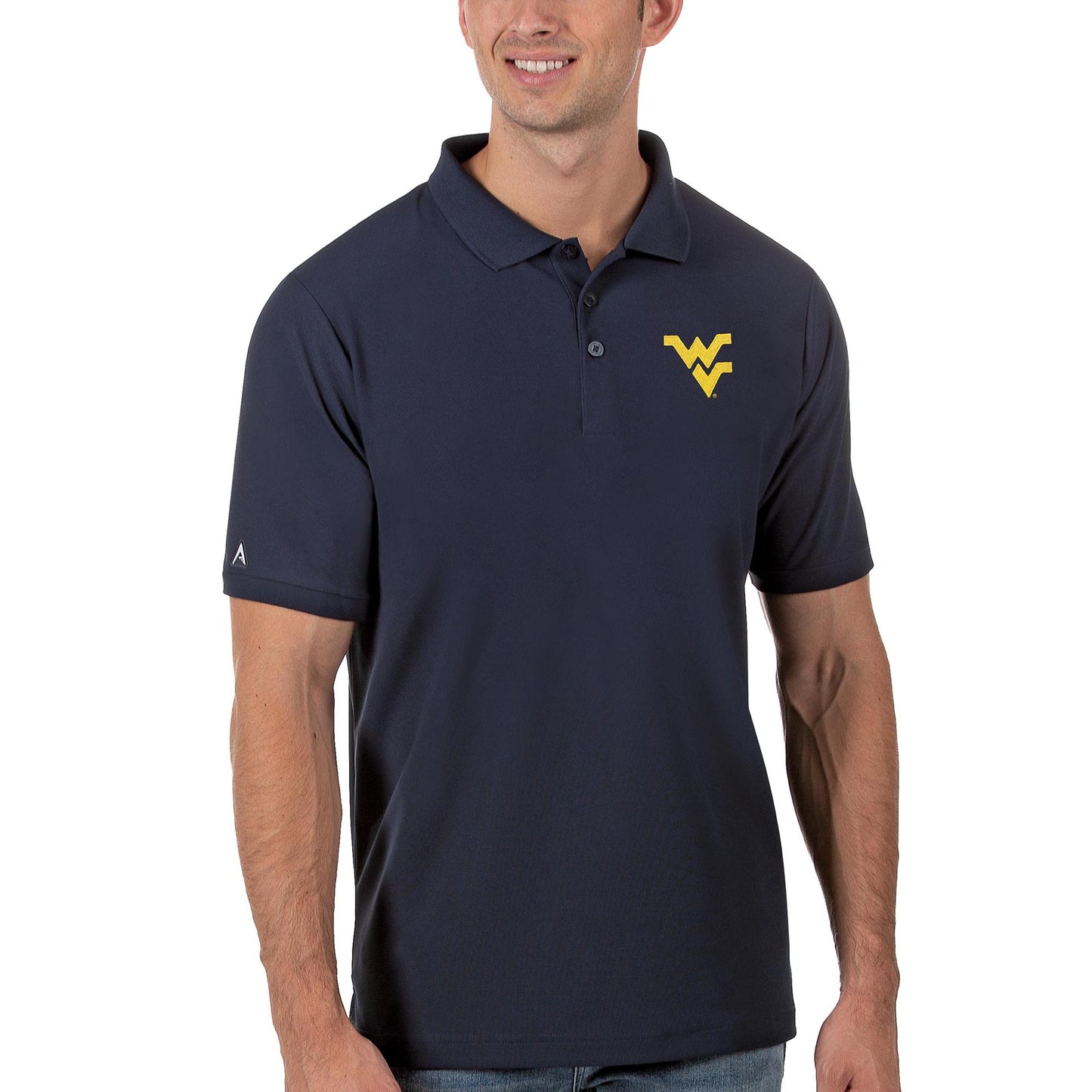 Men's Antigua Navy West Virginia Mountaineers Legacy Pique Polo