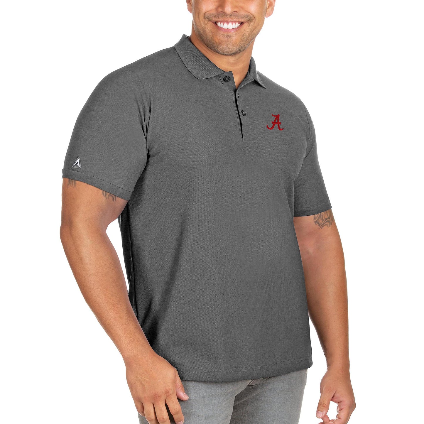 Men's Antigua Anthracite Alabama Crimson Tide Big & Tall Legacy Pique Polo