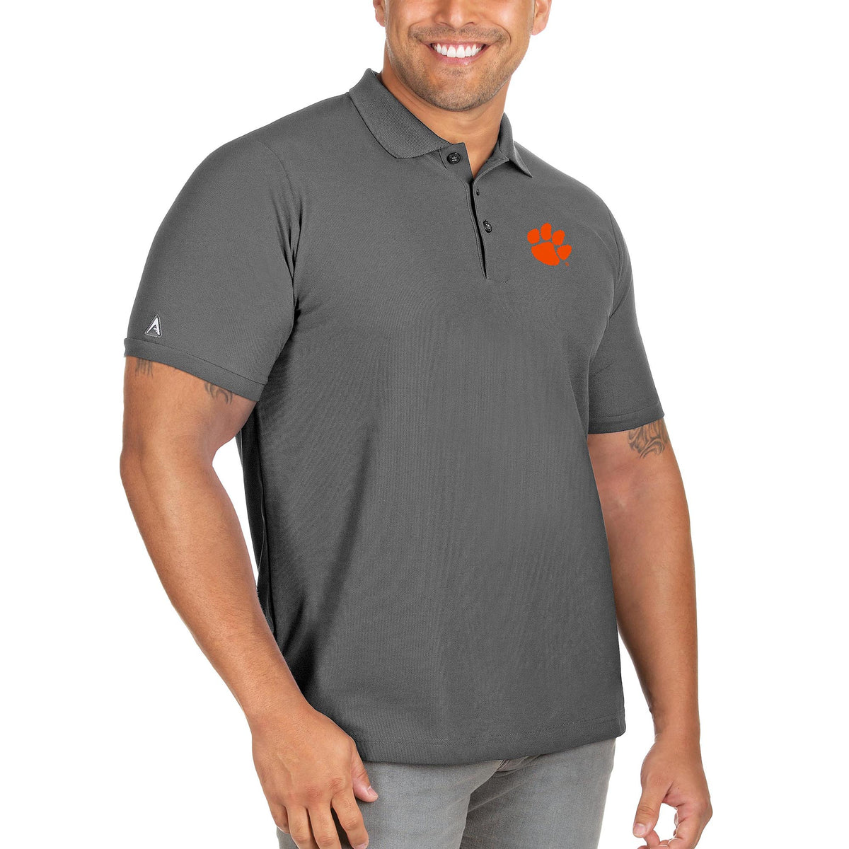 Men's Antigua Anthracite Clemson Tigers Big & Tall Legacy Pique Polo