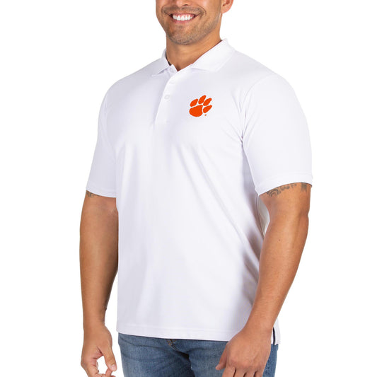 Men's Antigua White Clemson Tigers Big & Tall Legacy Pique Polo