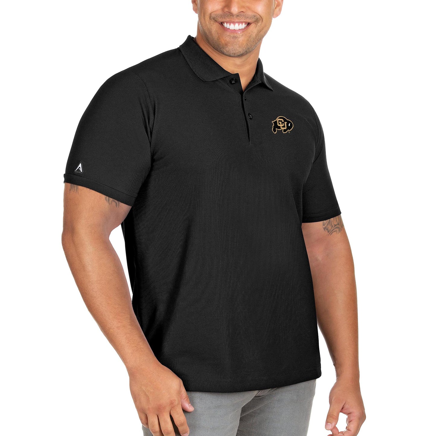 Men's Antigua Black Colorado Buffaloes Big & Tall Legacy Pique Polo