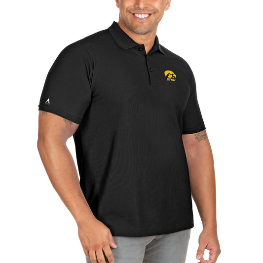 Men's Antigua Black Iowa Hawkeyes Big & Tall Legacy Pique Polo