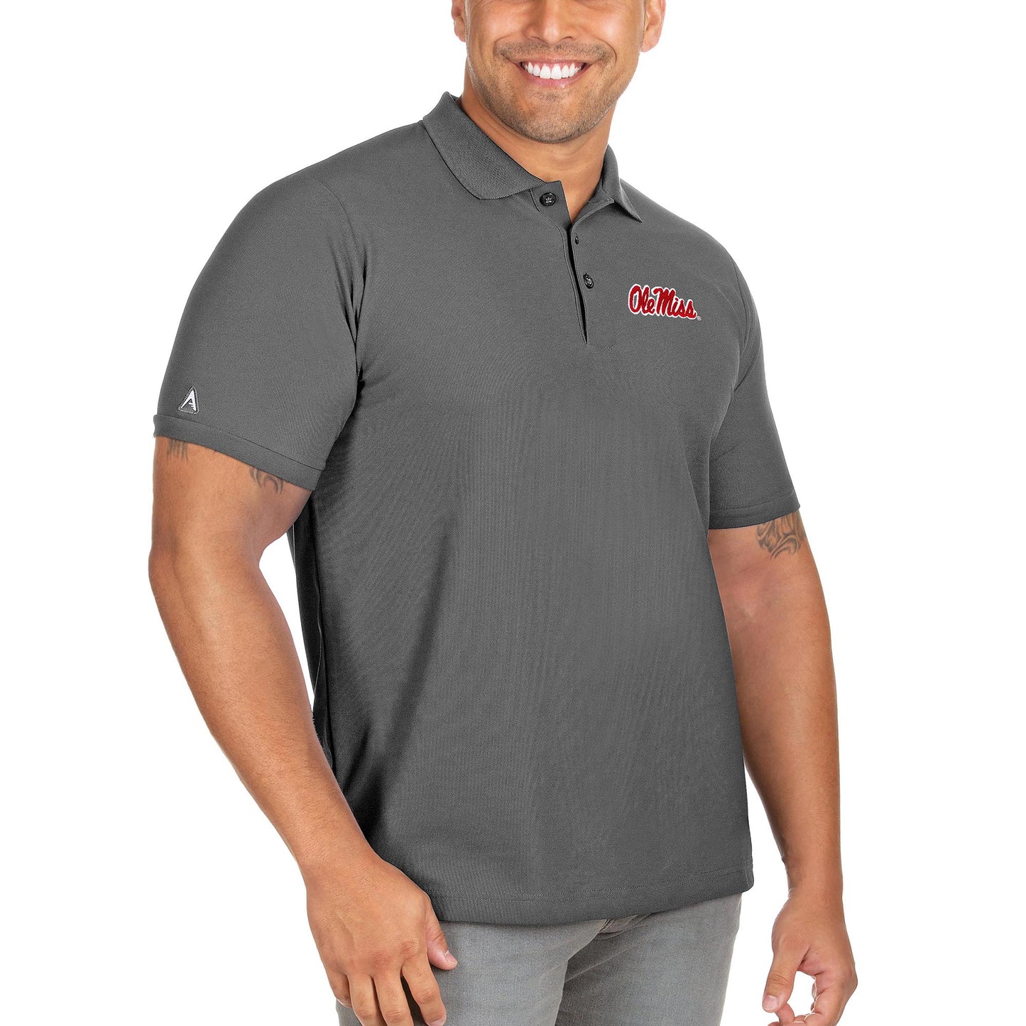 Men's Antigua Anthracite Ole Miss Rebels Big & Tall Legacy Pique Polo