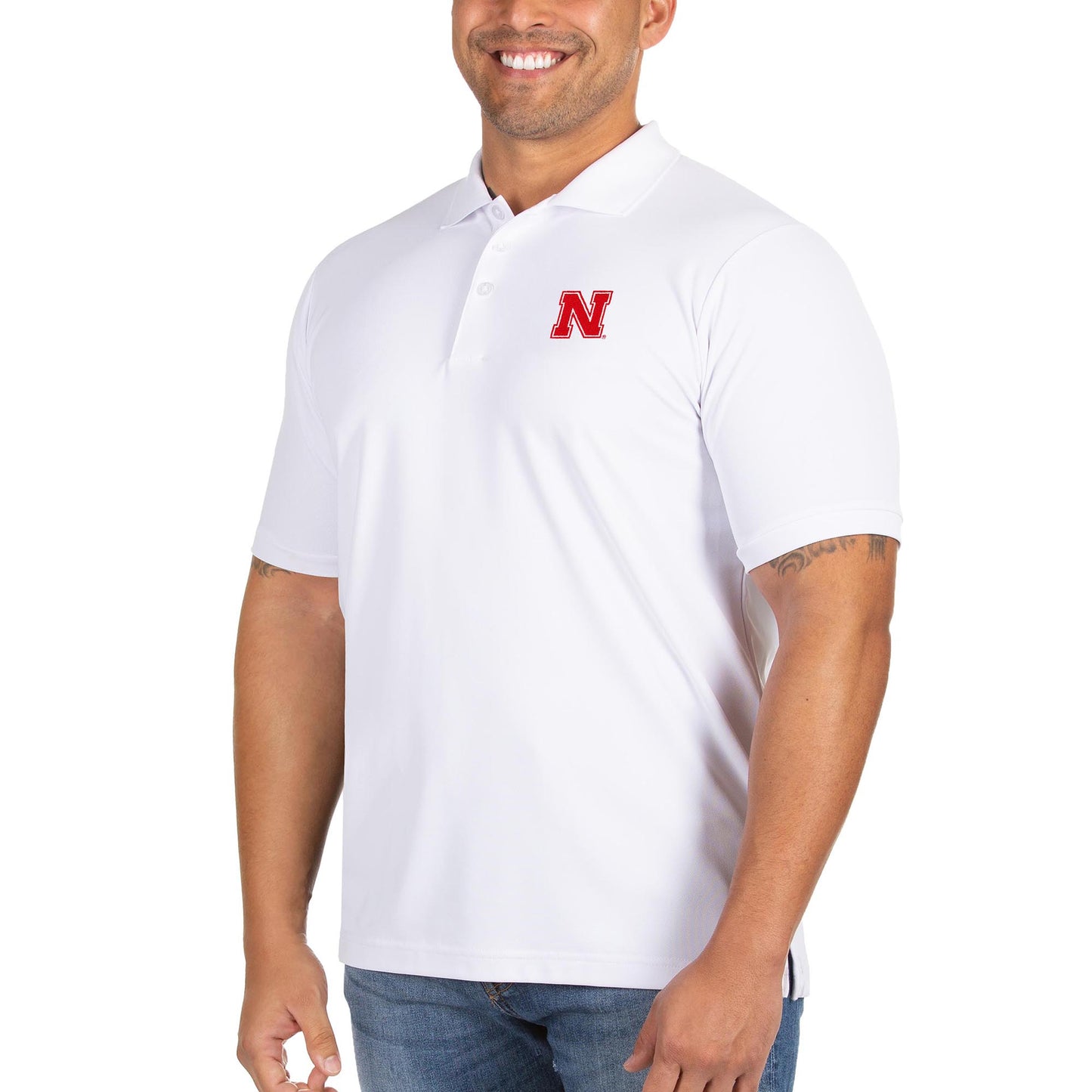 Men's Antigua White Nebraska Huskers Big & Tall Legacy Pique Polo