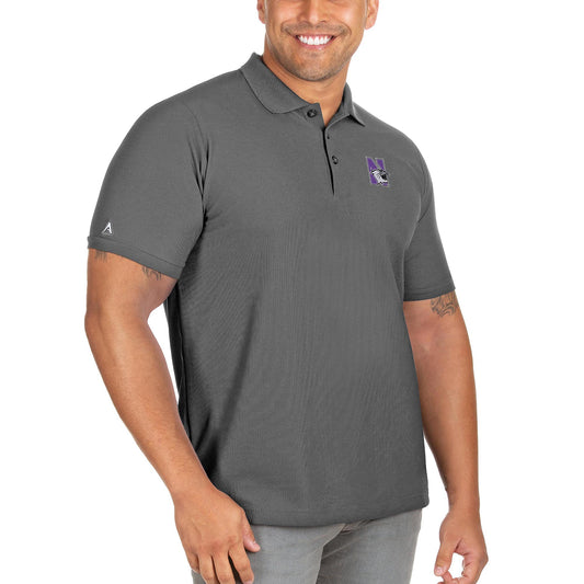 Men's Antigua Anthracite Northwestern Wildcats Big & Tall Legacy Pique Polo