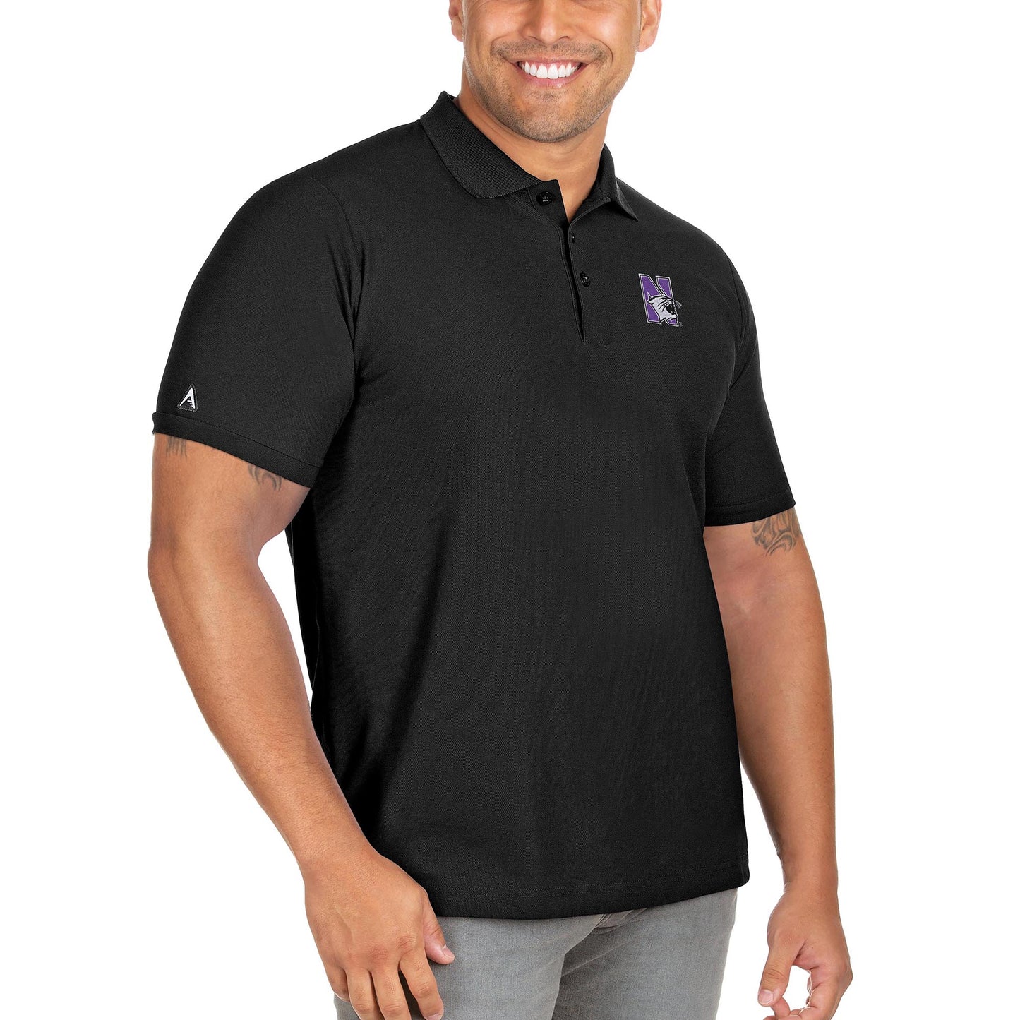 Men's Antigua Black Northwestern Wildcats Big & Tall Legacy Pique Polo