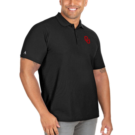 Men's Antigua Black Oklahoma Sooners Big & Tall Legacy Pique Polo