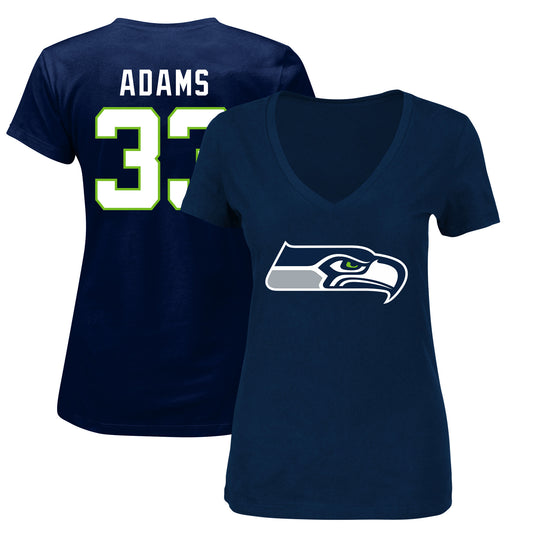 Women's Fanatics Jamal Adams College Navy Seattle Seahawks Plus Size Player Name & Number V-Neck T-Shirt