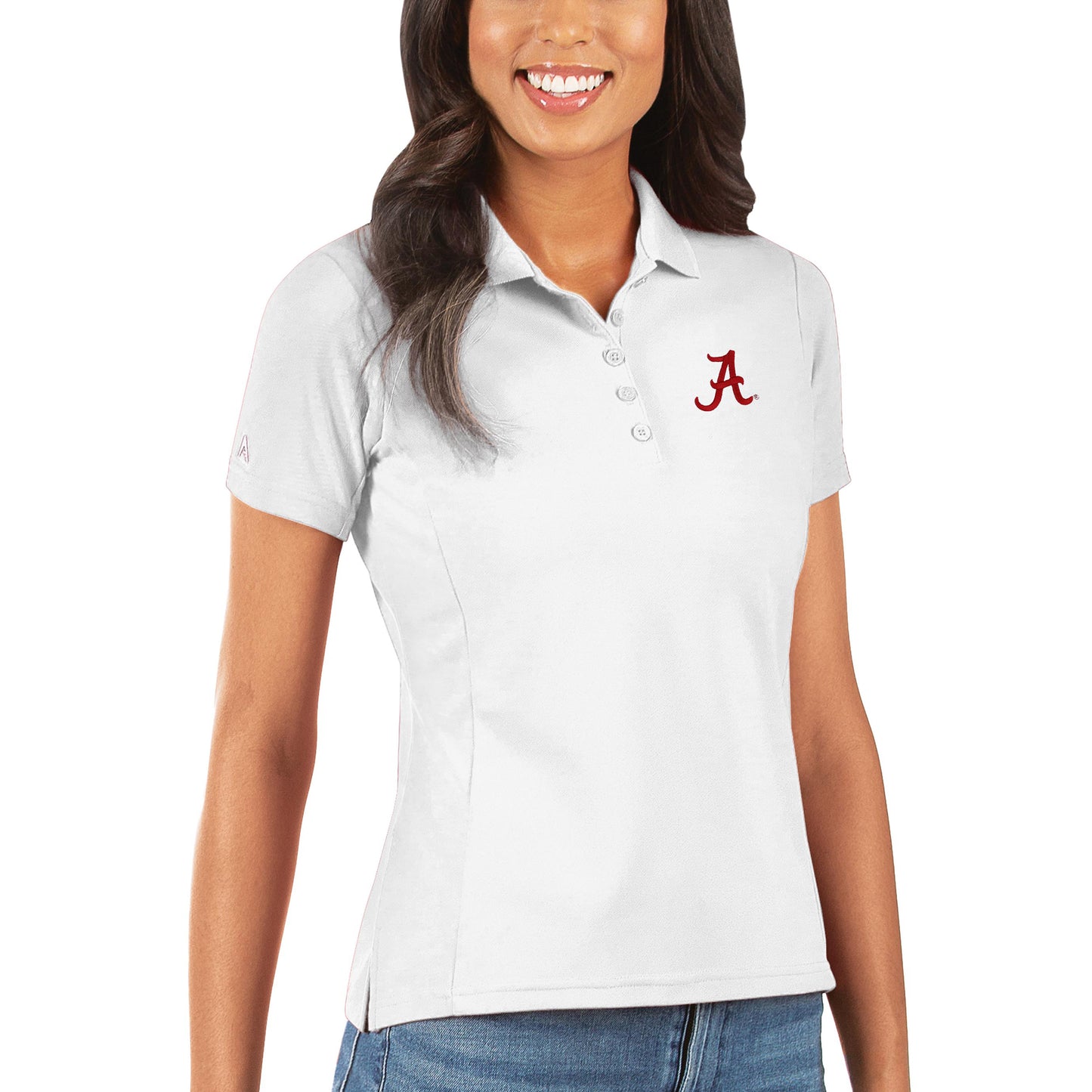 Women's Antigua White Alabama Crimson Tide Legacy Pique Polo