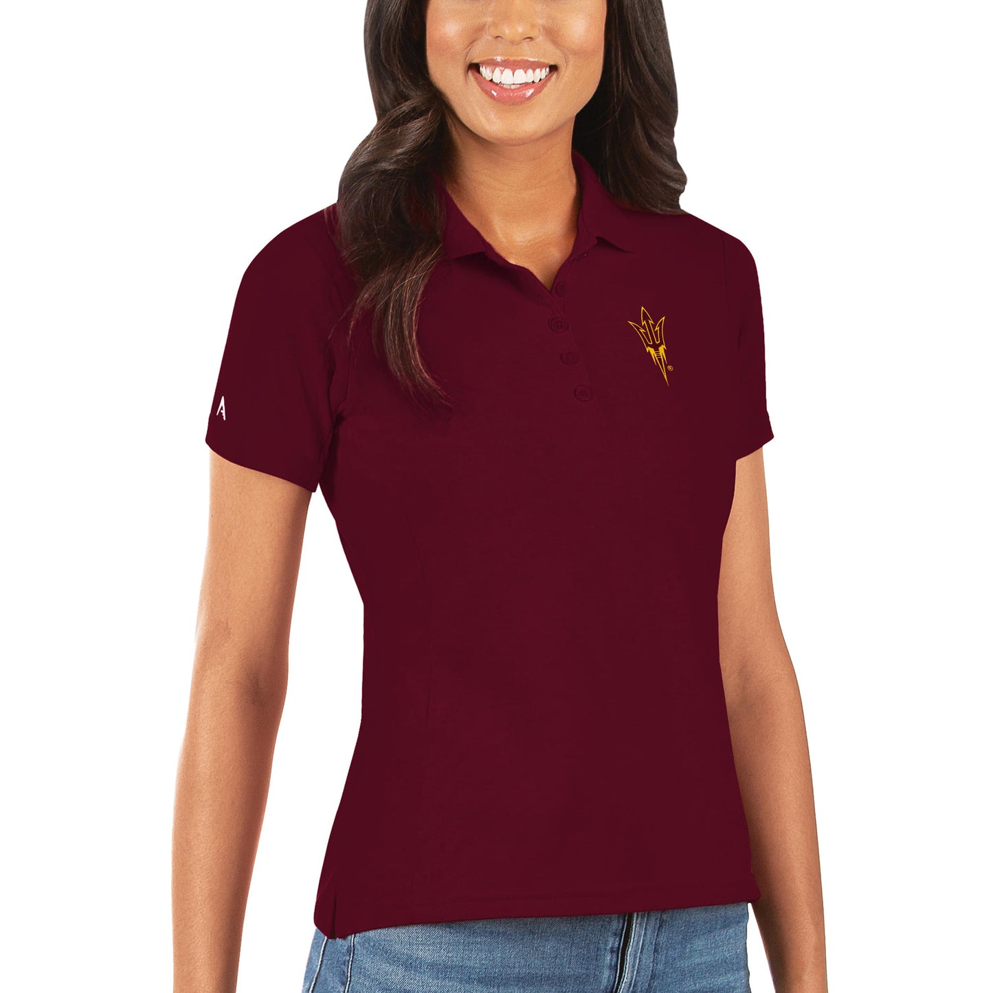 Women's Antigua Maroon Arizona State Sun Devils Legacy Pique Polo