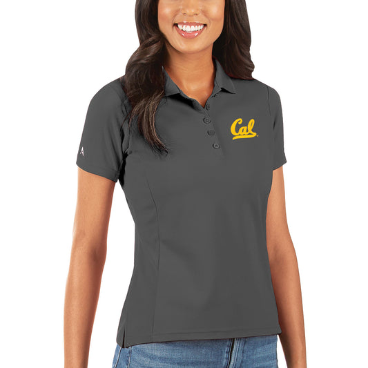 Women's Antigua Charcoal Cal Bears Legacy Pique Polo