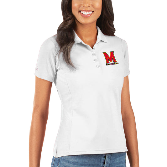 Women's Antigua White Maryland Terrapins Legacy Pique Polo