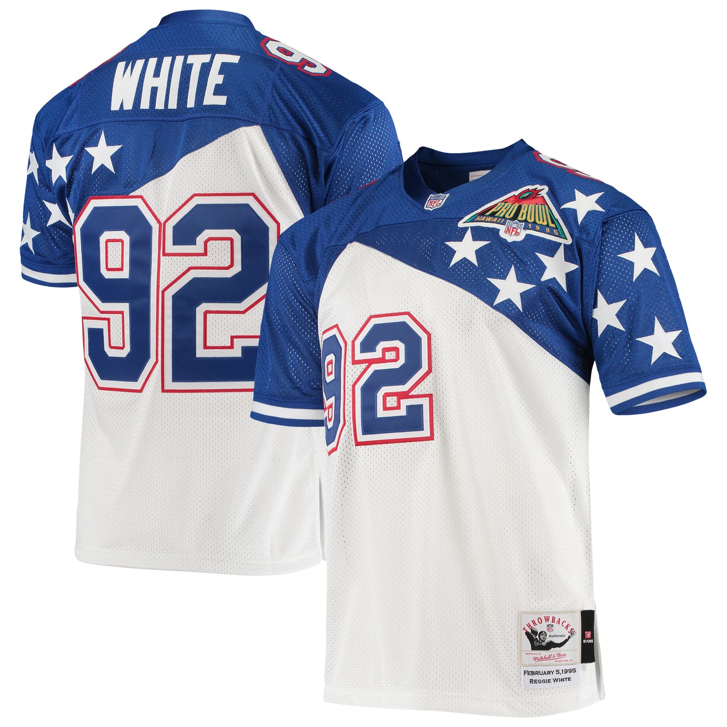 Men's Mitchell & Ness Reggie White White/Blue NFC 1995 Pro Bowl Authentic Jersey