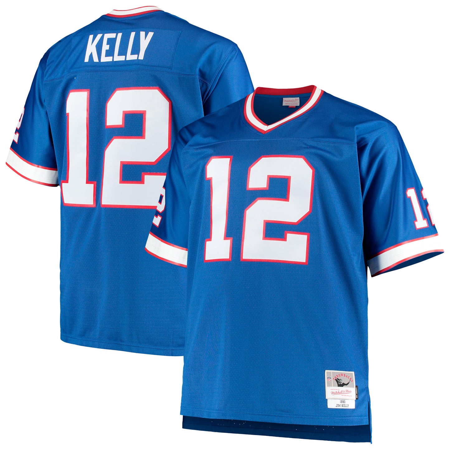 Men's Mitchell & Ness Jim Kelly Royal Buffalo Bills Big & Tall 1990 Retired Player Replica Jersey