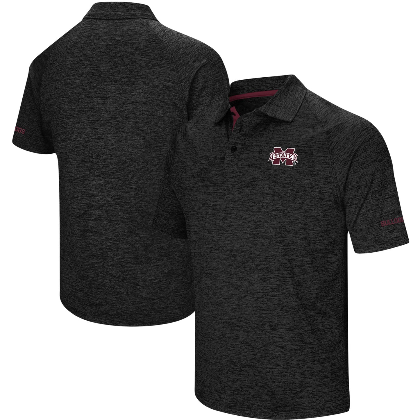 Men's Colosseum Heathered Black Mississippi State Bulldogs Down Swing Raglan Polo