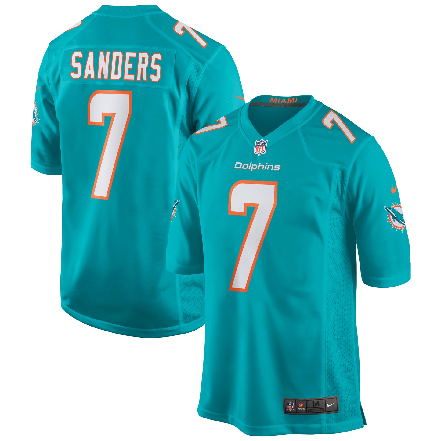 Men's Nike Jason Sanders Aqua Miami Dolphins Game Jersey