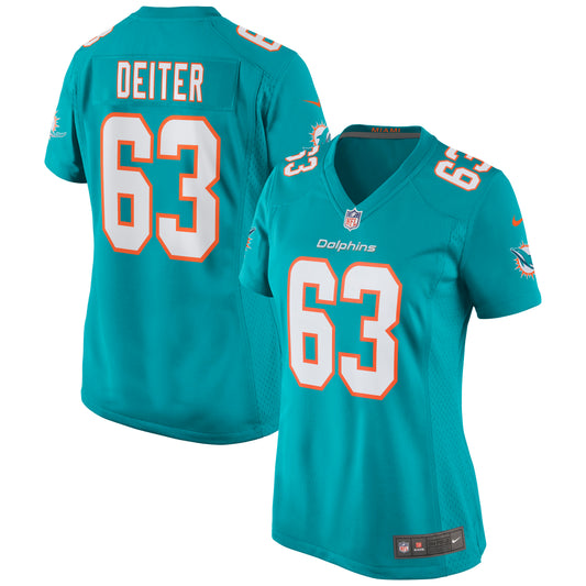 Women's Nike Michael Deiter Aqua Miami Dolphins Game Jersey