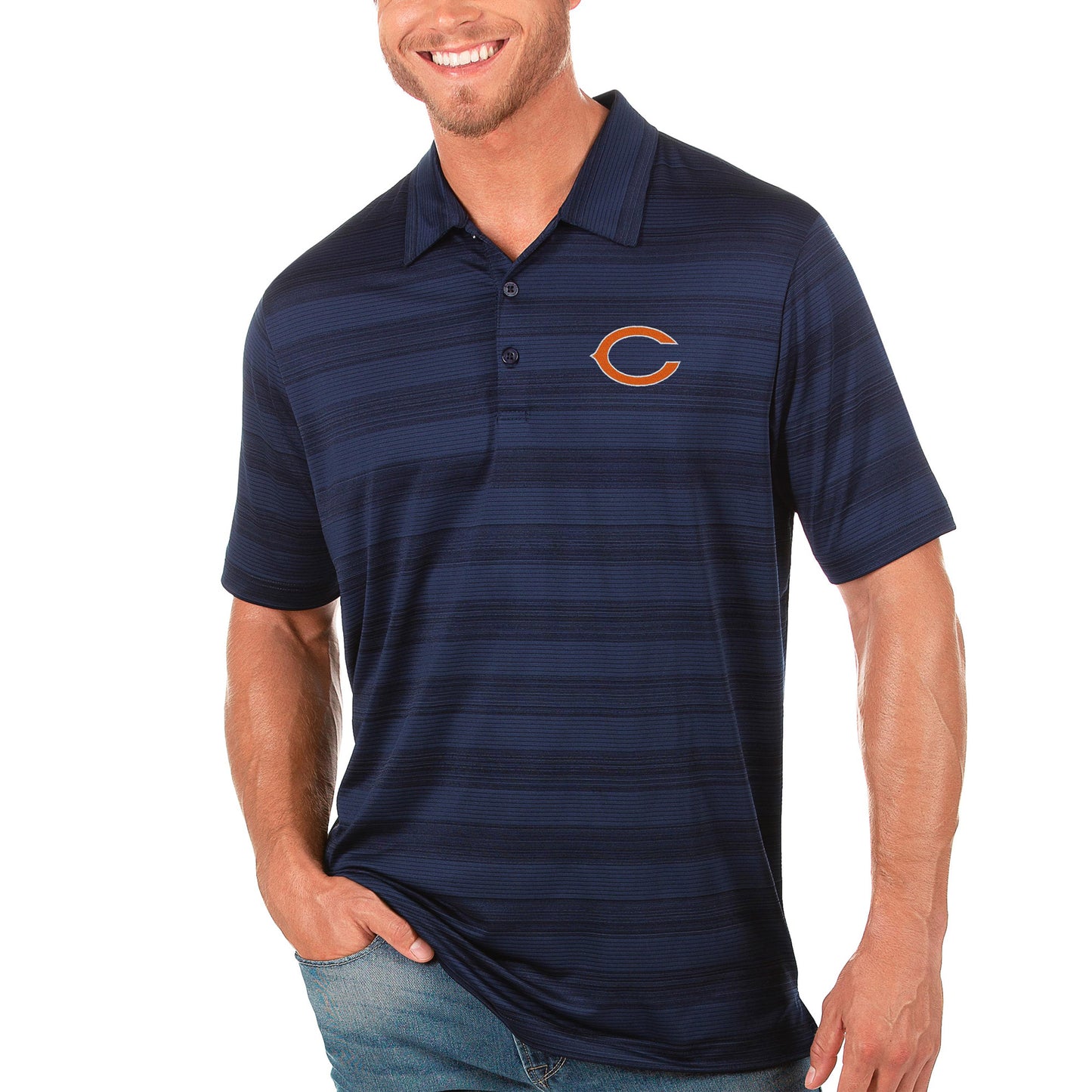 Men's Antigua Navy Chicago Bears Compass Polo