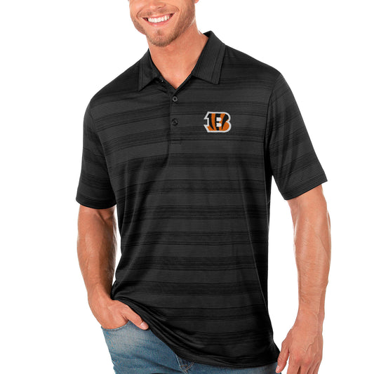 Men's Antigua Black Cincinnati Bengals Compass Polo