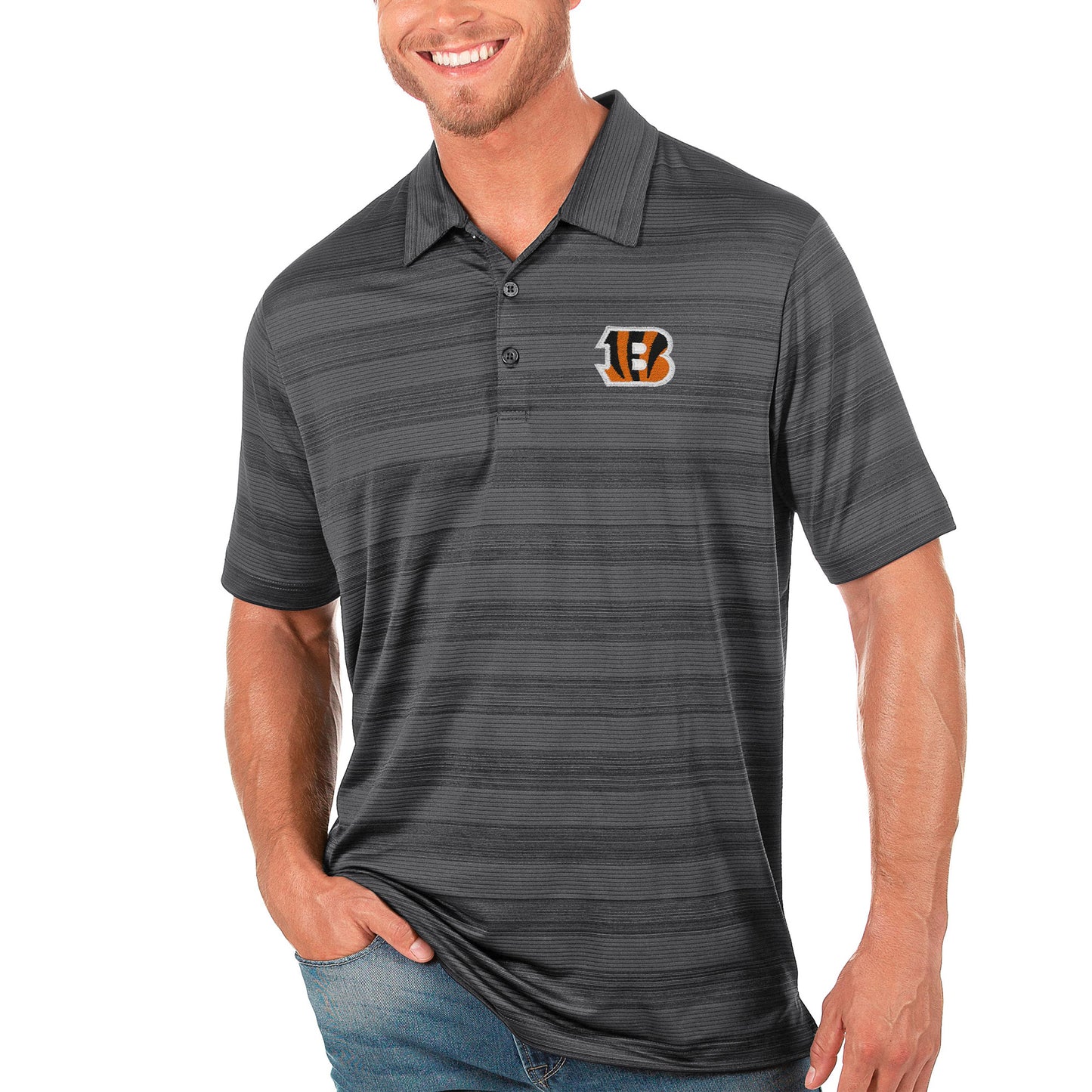 Men's Antigua Charcoal Cincinnati Bengals Compass Polo