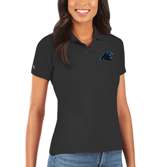 Women's Antigua Black Carolina Panthers Legacy Pique Polo