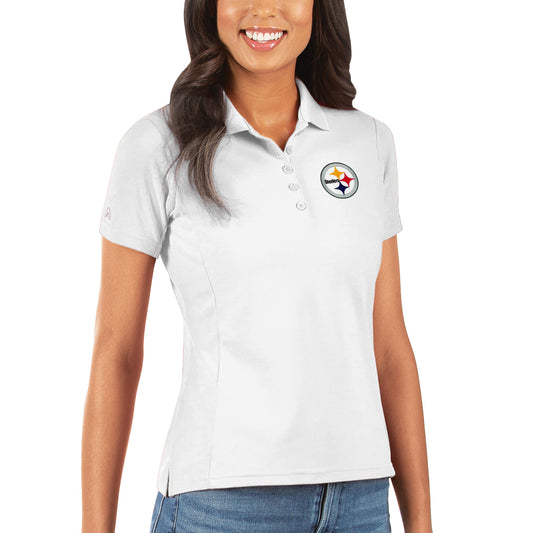 Women's Antigua White Pittsburgh Steelers Legacy Pique Polo