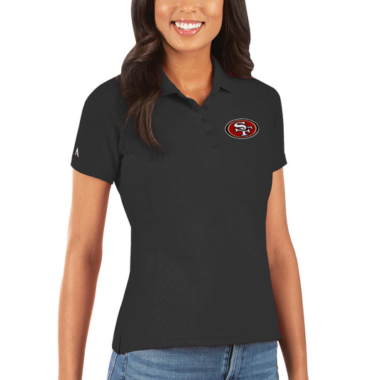 Women's Antigua Black San Francisco 49ers Legacy Pique Polo