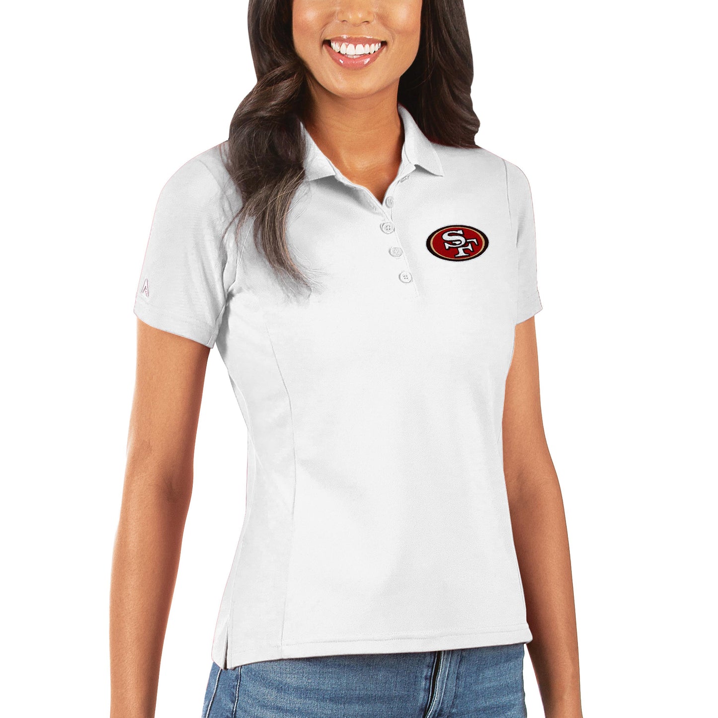 Women's Antigua White San Francisco 49ers Legacy Pique Polo