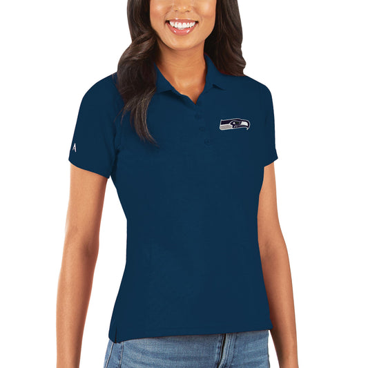 Women's Antigua College Navy Seattle Seahawks Legacy Pique Polo