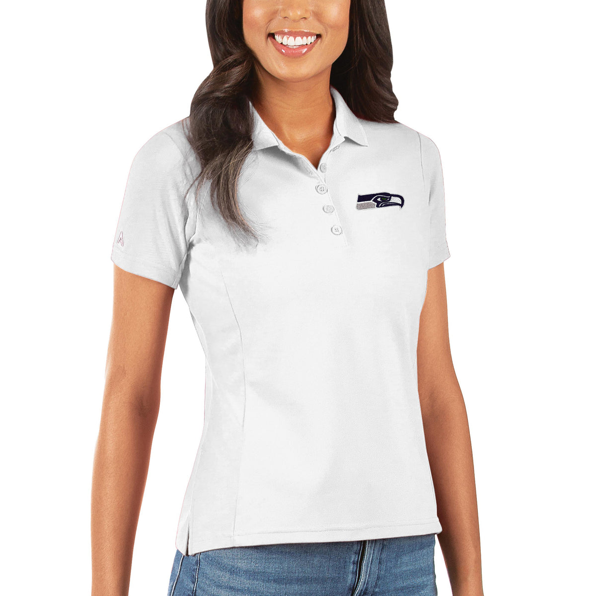 Women's Antigua White Seattle Seahawks Legacy Pique Polo