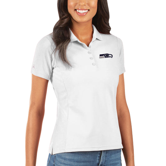 Women's Antigua White Seattle Seahawks Legacy Pique Polo