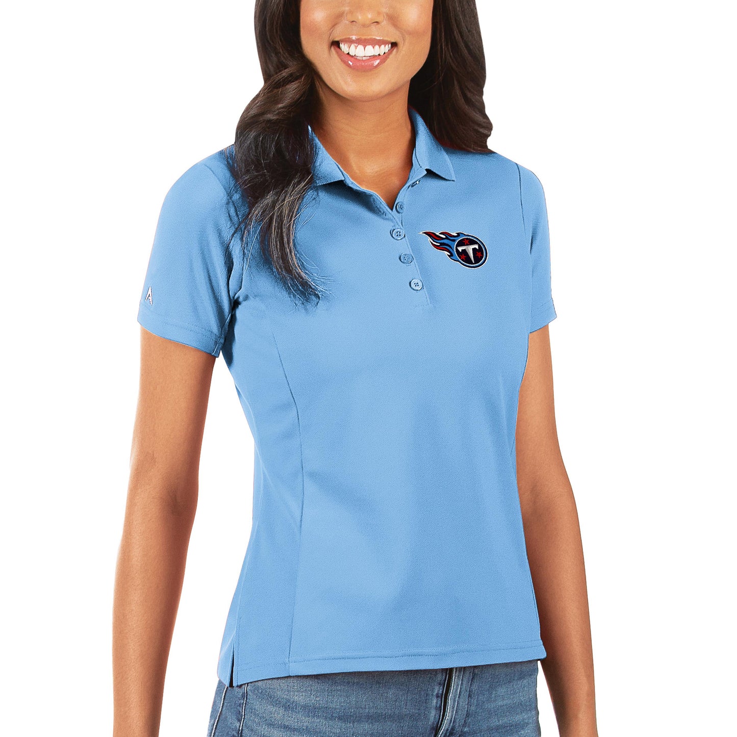 Women's Antigua Light Blue Tennessee Titans Legacy Pique Polo