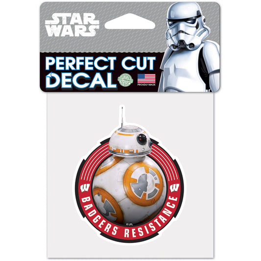 WinCraft Wisconsin Badgers 4'' x 4'' Perfect Cut BB-8 Decal