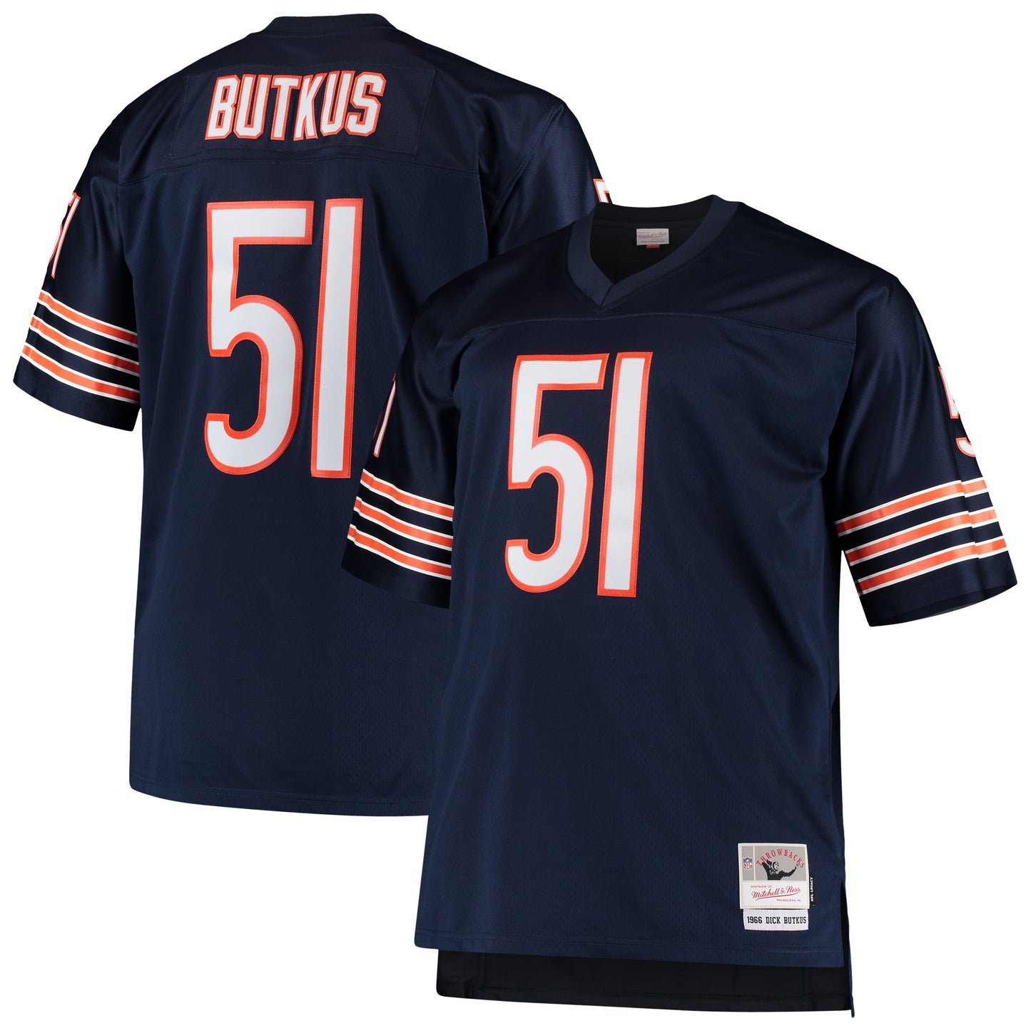 Men's Mitchell & Ness Dick Butkus Navy Chicago Bears Big & Tall 1966 Retired Player Replica Jersey