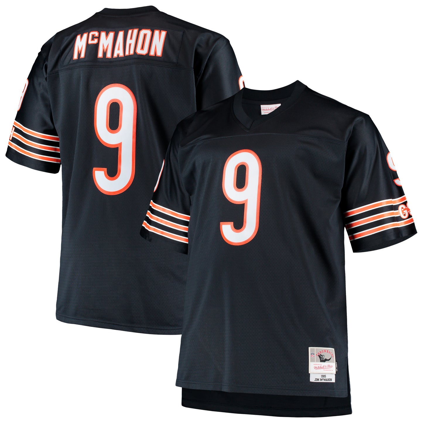 Men's Mitchell & Ness Jim McMahon Navy Chicago Bears Big & Tall 1985 Retired Player Replica Jersey