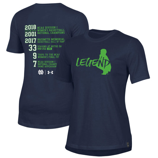 Women's Under Armour Navy Notre Dame Fighting Irish Muffet McGraw Legend T-Shirt