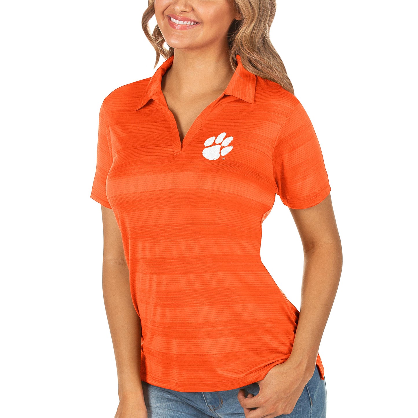 Women's Antigua Orange Clemson Tigers Compass Polo