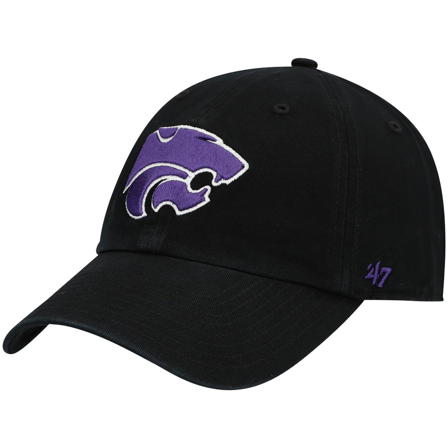 Men's '47 Black Kansas State Wildcats Vintage Clean Up Adjustable Hat