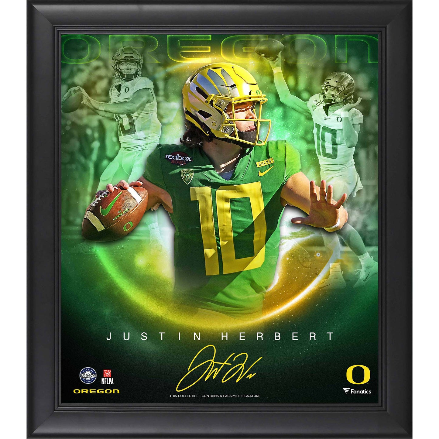 Justin Herbert Oregon Ducks Framed 15" x 17" Stars of the Game Collage - Facsimile Signature
