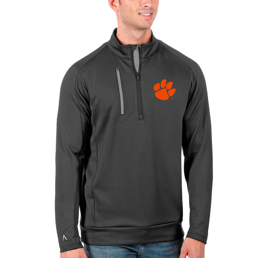 Men's Antigua Anthracite Clemson Tigers Big & Tall Generation Quarter-Zip Pullover Jacket