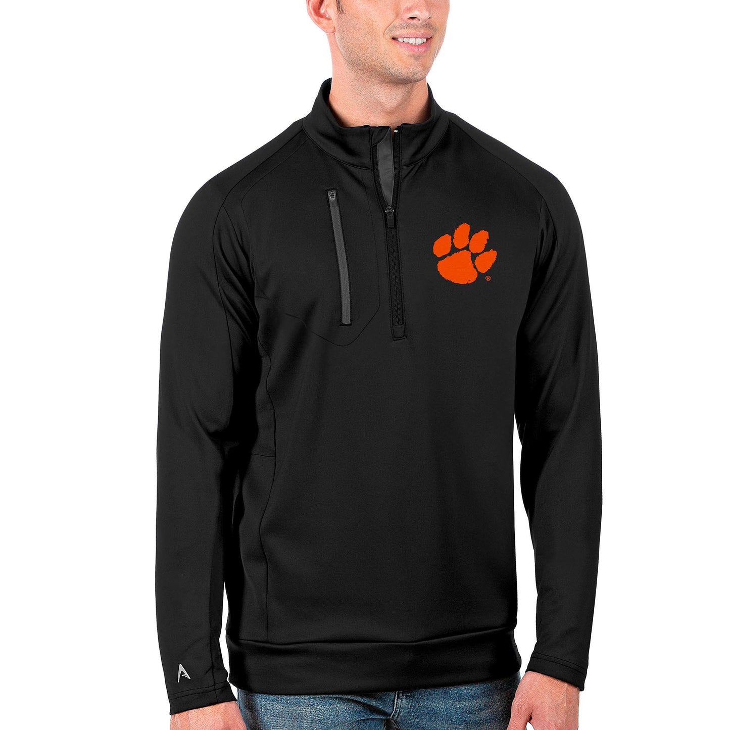 Men's Antigua Black Clemson Tigers Big & Tall Generation Quarter-Zip Pullover Jacket