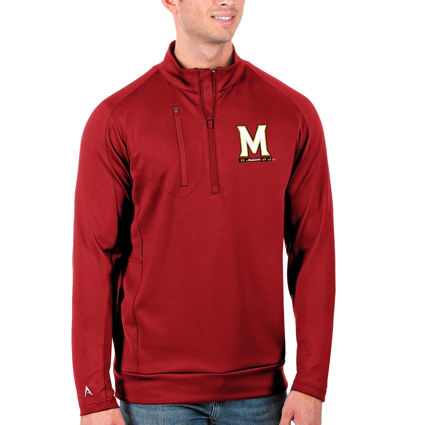 Men's Antigua Red Maryland Terrapins Big & Tall Generation Quarter-Zip Pullover Jacket