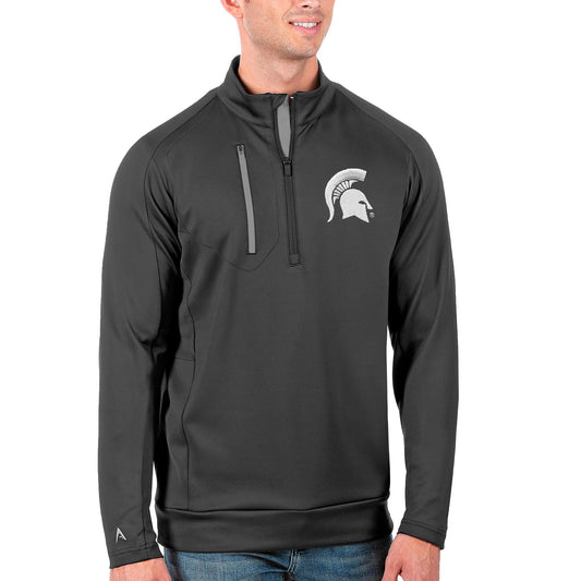 Men's Antigua Anthracite Michigan State Spartans Big & Tall Generation Quarter-Zip Pullover Jacket