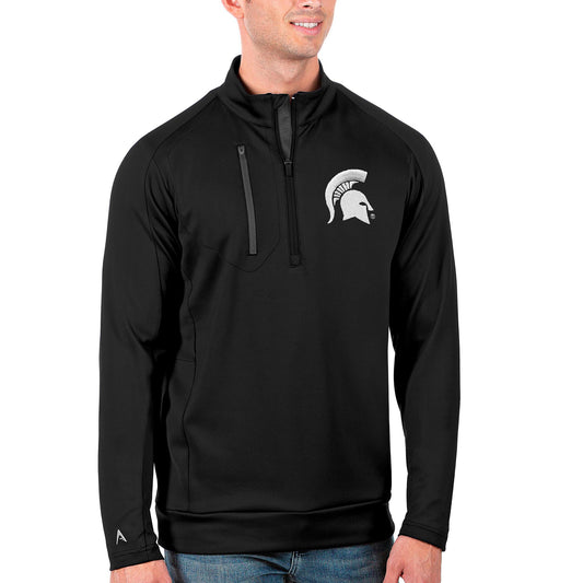 Men's Antigua Black Michigan State Spartans Big & Tall Generation Quarter-Zip Pullover Jacket