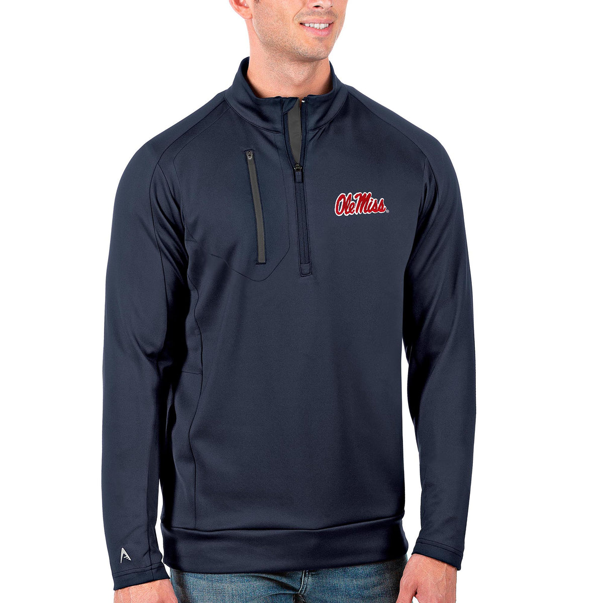 Men's Antigua Navy Ole Miss Rebels Big & Tall Generation Quarter-Zip Pullover Jacket