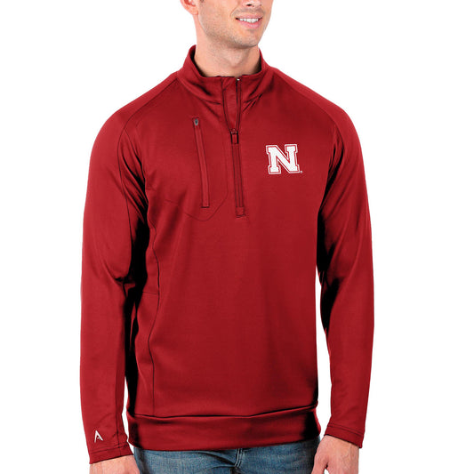 Men's Antigua Scarlet Nebraska Huskers Big & Tall Generation Quarter-Zip Pullover Jacket